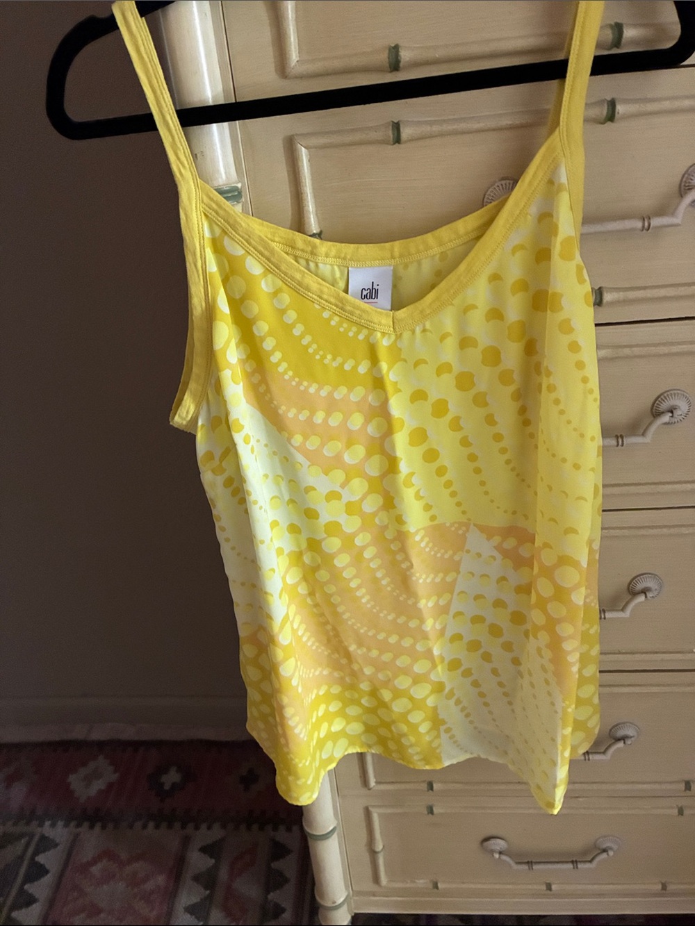 Cabi Yellow Dot-Print Lightweight Cami Top size L